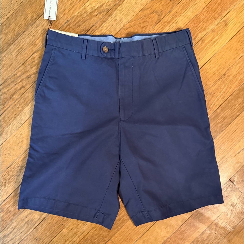 NWT*** Peter Millar Navy Flat Front Performance Shorts
